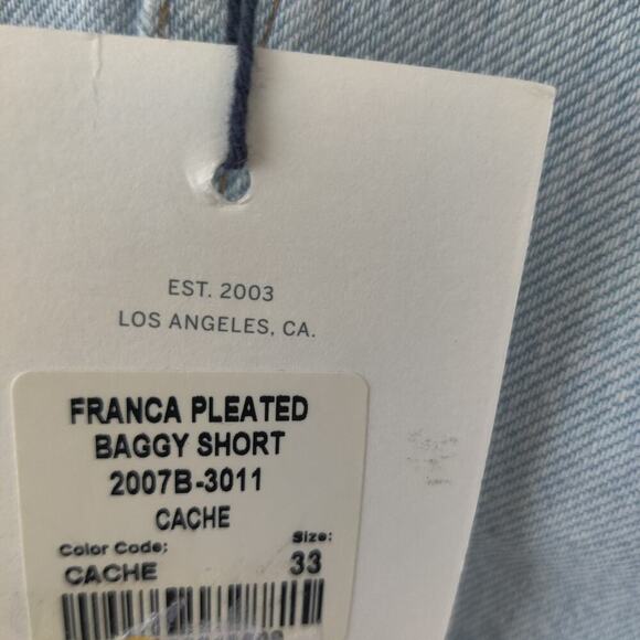 Citizens of Humanity Franca Pleated Baggy Cutoff Denim Shorts Sz 33 Button Fly - Picture 4 of 5